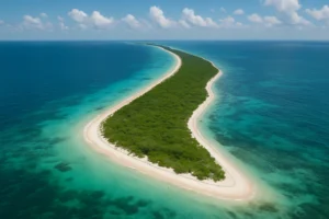 Aerial view of Cabo Catoche pristine coastline.