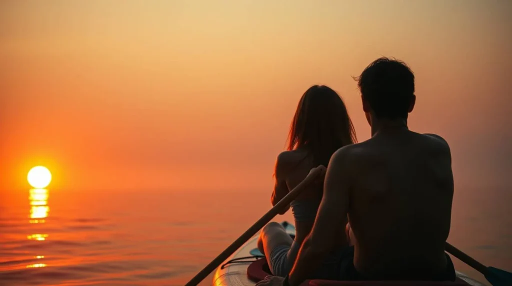Sunset Holbox while paddle boarding. Thigs to do in Holbox